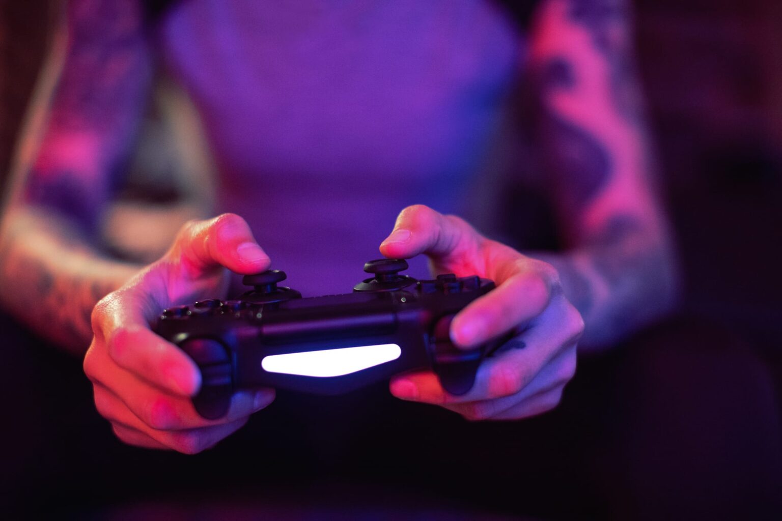 Gamer playing a console game