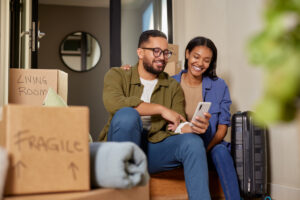 Couple moving into a new home