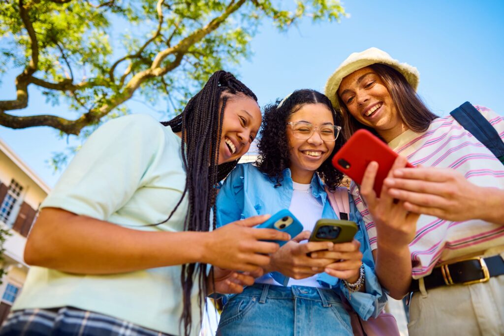 Gen Z students on phone