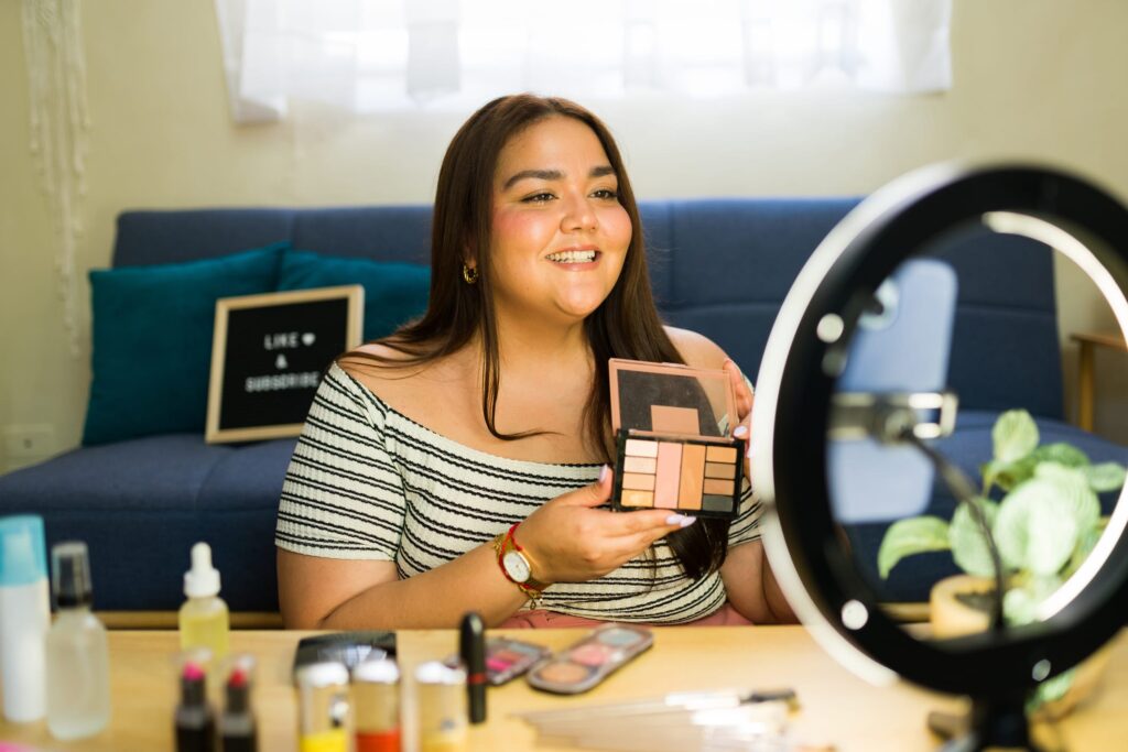 Gen Z woman offering a make up tutorial