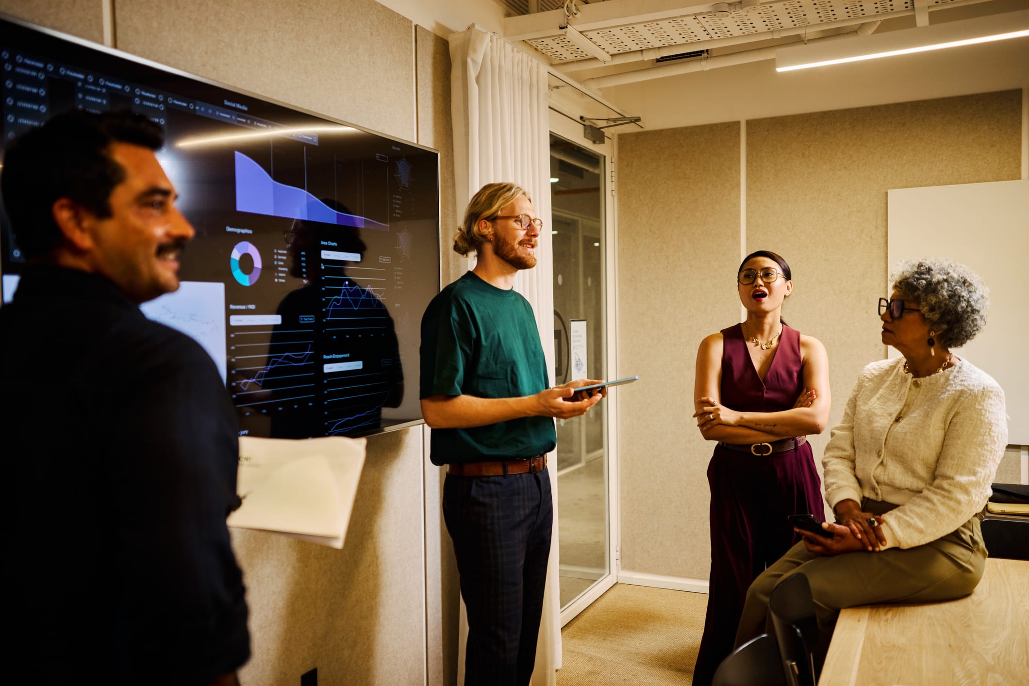 Group of marketers discussing the latest trends