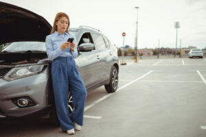 Person calling for roadside assistance